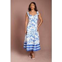 Coast Women's Cotton Twill Panelled Fit & Flare Midi Dress in Ivory | Size: 8