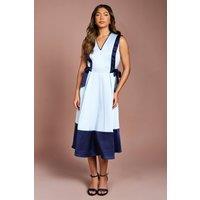 Coast Women's Colour Block Bow Detail Satin Midi Dress in Pale Blue | Size: 12