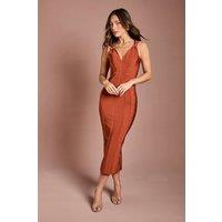 Coast Women's Sleeveless Bandage Fitted Pencil Dress in Rust | Size: 18