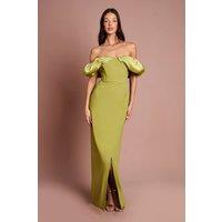 Coast Women's Volume Sleeve Corset Column Maxi Dress in Olive | Size: 16