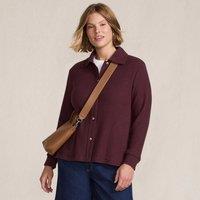 Lands' End Women's Waffle Knit Collared Jacket in Burgundy | Size: 10-12