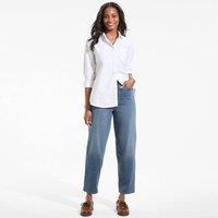 Lands' End Women's Starfish Barrel Leg Knit Denim Jeans in Mid Blue | Size: 20