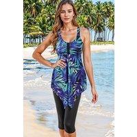 MODISHION Women's Stylish Print Two-Piece Tankini Swimsuit | Size: Large