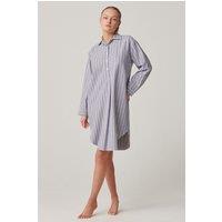 British Boxers Women's "Westwood Pebble" Stripe Brushed Cotton Nightshirt in Light Grey | Size: 2XL