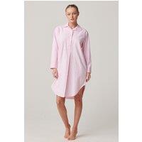 British Boxers Women's "Westwood Pink" Stripe Brushed Cotton Nightshirt in Light Pink | Size: Medium