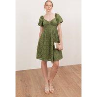 Lovedrobe Women's Short Sleeve Sweetheart Neck Bow Detail Mini Dress in Green | Size: 12