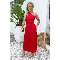 AX Paris Women's Red Smudge Print One Shoulder Twist Back Midi Dress | Size: 12