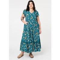 Izabel Curve Women's Curve Floral Cap Sleeve Lace Maxi Dress in Green | Size: 24