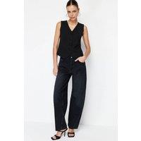 WOVCOR Women's Low Waist Loose Baggy Jeans in Black | Size: 4