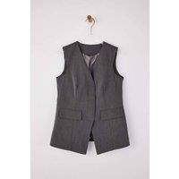 WOVCOR Women's Tailored Sleeveless Lined Button-Front Waistcoat in Dark Grey | Size: 6