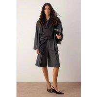 WOVCOR Women's High Waist Tailored Bermuda Shorts with Pleats in Dark Grey | Size: 8