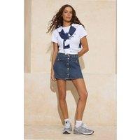 WOVCOR Women's Button Front Pocket Detail A-Line Mini Skirt in Blue | Size: 6