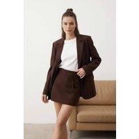 WOVCOR Women's Belted Wrap Front High Waist Tailored Skort in Brown | Size: 14