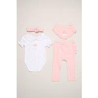 Rock a Bye Baby Girl's 4-Piece Teddy Print Baby Outfit Set in Pink | Size: 6-9 m