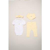 Rock a Bye Baby Girl's 4-Piece Lemon Print Baby Outfit Set in Yellow | Size: 6-9 m