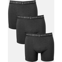 British Boxers Men's Pack of Three "Coal Black" Stretch Trunks in Black | Size: Small