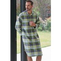 British Boxers Men's "Shetland" Check Brushed Cotton Nightshirt in Pale Green | Size: 2XL