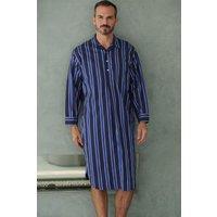 British Boxers Men's "Royal Regimental" Satin Stripe Cotton Nightshirt in Dark Blue | Size: Small