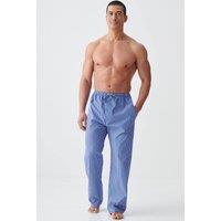 British Boxers Men's "Stowe Prussian Blue & White Stripe" Crisp Cotton Pyjama Trousers in Navy | Size: XL