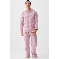 British Boxers Men's "St James Red Pinstripe" Crisp Cotton Pyjama Set in Dark Red | Size: 2XL
