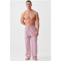 British Boxers Men's "St James Red Pinstripe" Crisp Cotton Pyjama Trousers in Dark Red | Size: Medium