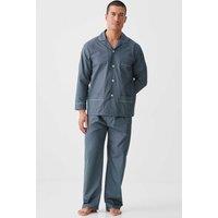British Boxers Men's "Geometric Moorland" Crisp Cotton Pyjama Set in Dark Green | Size: 2XL