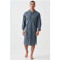 British Boxers Men's "Geometric Moorland" Crisp Cotton Nightshirt in Dark Green | Size: 2XL