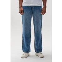 BCouture Men's Loose Fit Rigid Denim Jeans in Mid Blue | Size: 36R