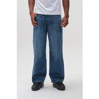 BCouture Men's Loose Fit Rigid Denim Jeans in Dark Blue | Size: 36R