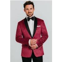 Dobell Men's Burgundy Paisley Velvet 2 Piece Tuxedo | Size: 44R