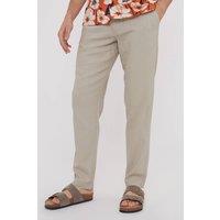 Threadbare Men's 'Annual' Linen Blend Casual Trousers in Stone | Size: 32R