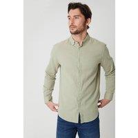 threadbare Men's Linen Blend Long Sleeve Shirt in Pale Green | Size: Medium