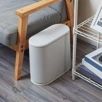 Living and Home 10L Narrow Trash Bin with Press Top Lid, Inner Bucket in Grey