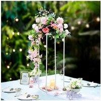 Living and Home 3030100cm Detachable White Metal Floral Display Stand Geometric Column for Wedding Aisle or Stage Decor