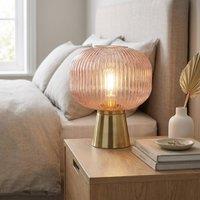 Garden Greatness Corundum Round Ridged Glass Lamp in Pink