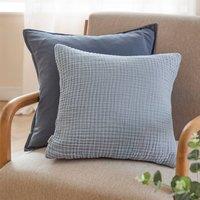 Yard Lark Muslin 100% Cotton Plain Cushion in Pale Blue | Size: 45 cm x 45 cm