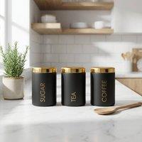 Garden Greatness Trio Black Enamel Kitchen Canisters | Size: 3 Pack