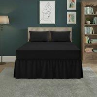 Snug City Fitted Valance Bed Sheet Polycotton Mattress Cover & Frill Easy Care in Black | Size: King