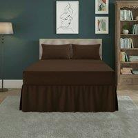 Snug City Fitted Valance Bed Sheet Polycotton Mattress Cover & Frill Easy Care in Brown | Size: Super King