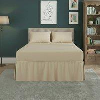 Snug City Fitted Valance Bed Sheet Polycotton Mattress Cover & Frill Easy Care in Cream | Size: Super King