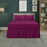 Snug City Fitted Valance Bed Sheet Polycotton Mattress Cover & Frill Easy Care in Fuchsia | Size: King