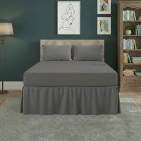 Snug City Fitted Valance Bed Sheet Polycotton Mattress Cover & Frill Easy Care in Grey | Size: Super King