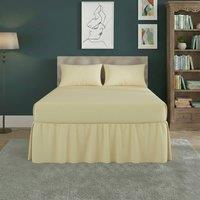 Snug City Fitted Valance Bed Sheet Polycotton Mattress Cover & Frill Easy Care in Lemon | Size: King