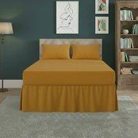 Snug City Fitted Valance Bed Sheet Polycotton Mattress Cover & Frill Easy Care in Mustard | Size: Super King