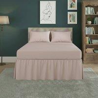 Snug City Fitted Valance Bed Sheet Polycotton Mattress Cover & Frill Easy Care in Pink | Size: King