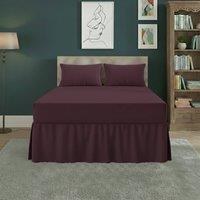 Snug City Fitted Valance Bed Sheet Polycotton Mattress Cover & Frill Easy Care in Plum | Size: King