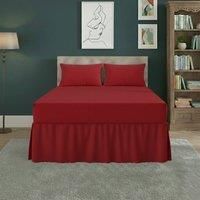 Snug City Fitted Valance Bed Sheet Polycotton Mattress Cover & Frill Easy Care in Red | Size: Super King