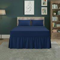 Snug City Fitted Valance Bed Sheet Polycotton Mattress Cover & Frill Easy Care in Blue | Size: King