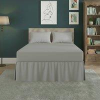 Snug City Fitted Valance Bed Sheet Polycotton Mattress Cover & Frill Easy Care in Silver | Size: Super King