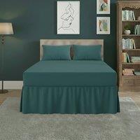 Snug City Fitted Valance Bed Sheet Polycotton Mattress Cover & Frill Easy Care in Teal | Size: Super King